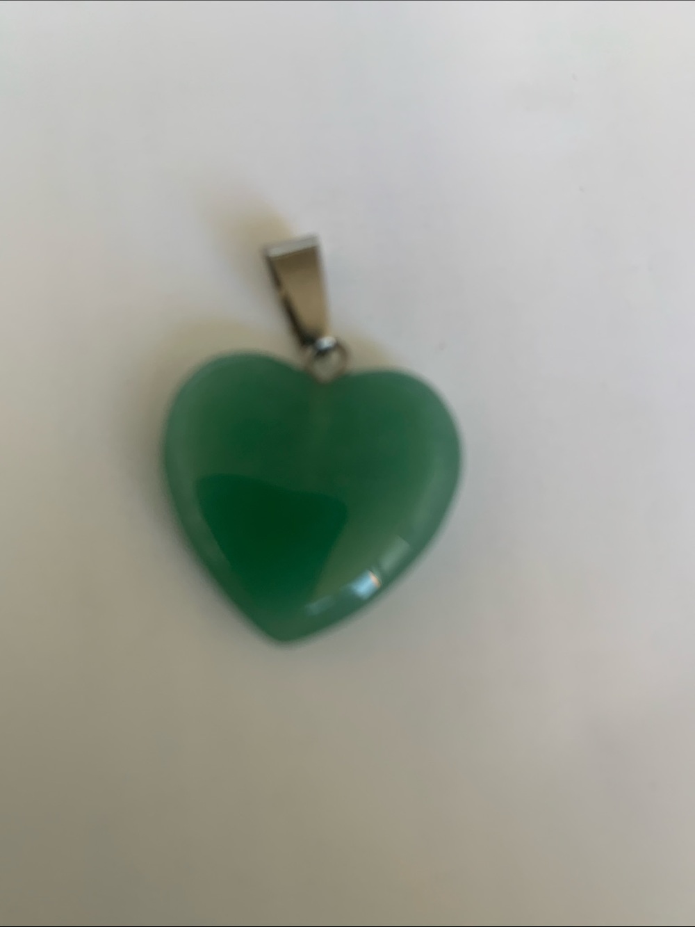 Green Heart Pendant Necklace - Polished Gemstone Accent